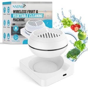Fruit and Vegetable Washing Machine, Fruit Vegetable Cleaner Device, Portable USB Wireless Veggie Wash with Purification Technology, for Washing Fruits, Vegetables, Rice, Meat (White)