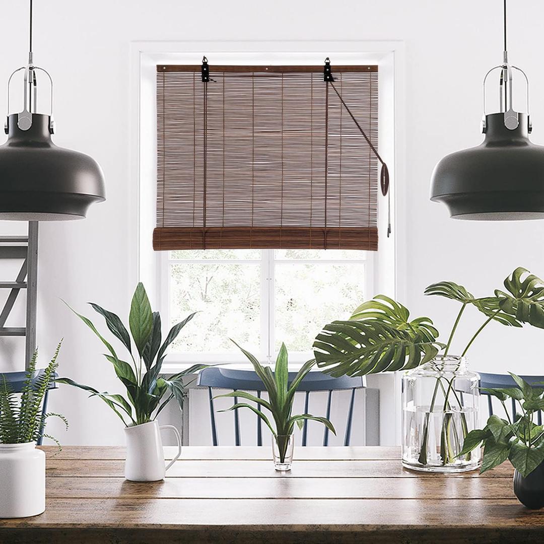 ALIMOO Bamboo Blinds, Bamboo Blinds for Interior Windows, Bamboo Roll Up Blinds for Windows, Light Filtering Bamboo Shades for Indoor Outdoor Doors Home Patio Porch 32" W X 72" L (32"W x 72"H, Pattern 3)