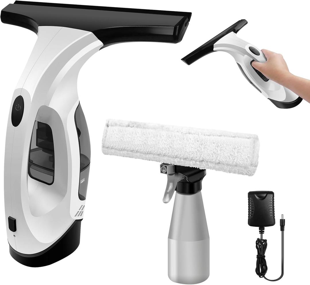 3 in 1 Window Vacuum Cleaner, Cordless Window Vacuum Cleaner with Spray/Wipe/Water Suction, Electric Squeegee for Windows, Tiles, Glass, Mirror