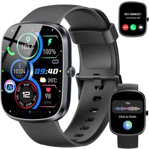 Smart Watch with AI ChatGPT, 1.91"HD Smartwatch for Men Women( Answer/Make Calls), 2025 Fitness Tracker with Heart Rate/Sleep Monitor, 110+Sport Modes, IP68 Waterproof Health Analysis for Android iOS (Black)