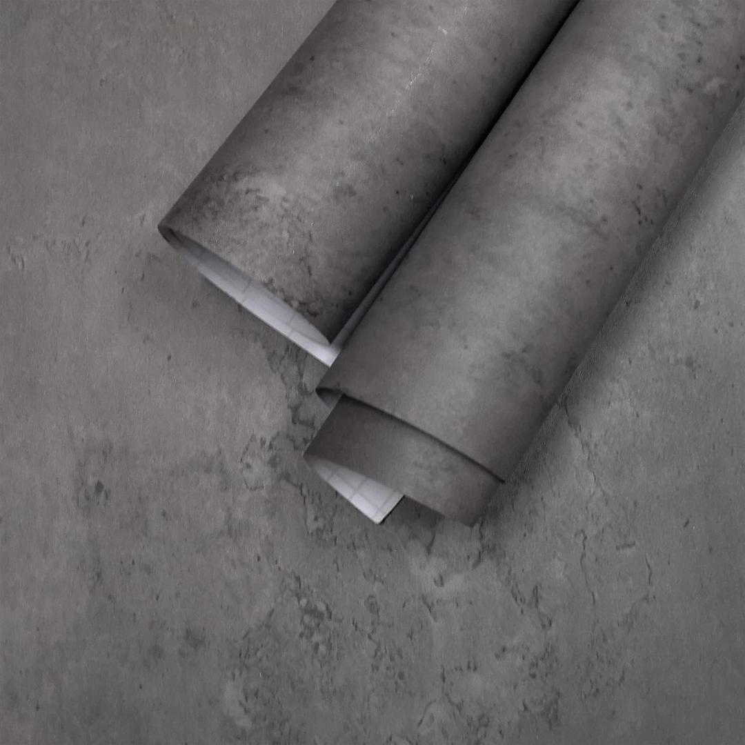 Dark Concrete Wallpaper Peel and Stick Cement Wallpaper 31x157 inch Thick Matte Gray Contact Paper Waterproof Removable Self-Adhesive Texture Wall Paper for Kitchen Bedroom Bathroom Dining Bar