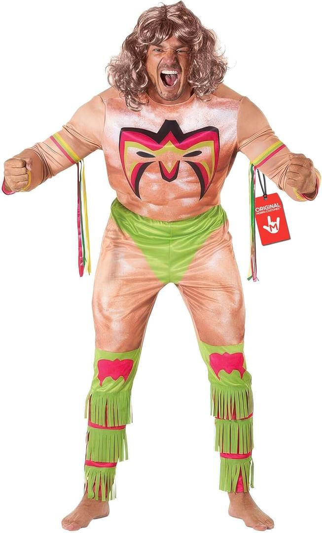 Morph Ultimate Warrior Costume, WWE Costumes for Adults, Adult Wrestling Costume, Halloween Costumes for Men (Large)