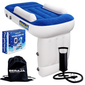 Toddler Airplane Bed Seat Extender for Kids - Airplane Bed for Toddler, Safety Belt, Carry Bag & Fast-Pump - for Toddlers Flight Sleep (Blue)