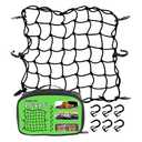 15"x15" Universal Truck Bed Net Black Latex Bungee Cargo Net Extends to 30"x30" with 6 Adjustable Hooks & Tight 2"x2" Mesh by Cenipar