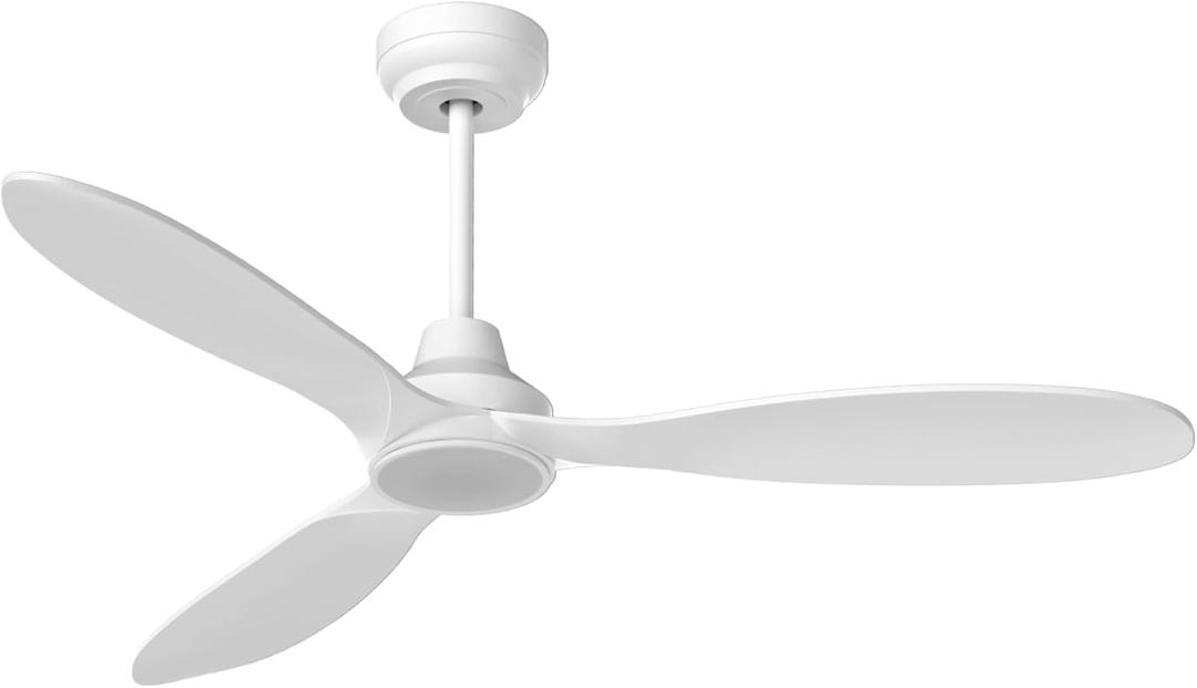 52 Inch White Ceiling Fans with Lights and Remote, Quiet DC Motor 3 Blade Indoor High CFM Modern Ceiling Fan for Bedroom Living Room