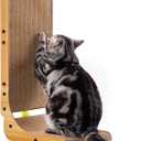 Poils bebe L Shape Cat Scratcher, 26.8 Inch Cat Scratchers for Indoor Cats, Protecting Furniture Cat Scratch Pad, Cardboard Cat Scratching with Ball Toy, Catnip, Large