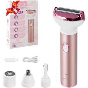 Women Face Epilator, 4-in-1 Body Shaver and Facial Epilator, Hair Removal for Faces, Rechargeable Electric Facial Hair Removal Devices for Face, Armpits, Eyebrows, Nose