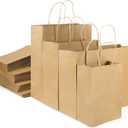 woric 120 PCS Brown Paper Bags with Handles, Large Gift Bags 4 Assorted Sizes Bulk Paper Bags for Small Business Retails Shopping