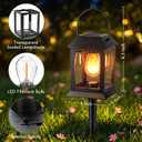 OMIKA Solar Lanterns Outdoor Waterproof, 2 Pack Flickering Flames Solar Lights with Stake, USB & Solar Powered Garden Lights for Lawn, Patio, Yard, Path Decor