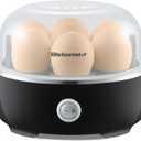 Elite Gourmet EGC115B Easy Egg Cooker Electric 7-Egg Capacity, Soft, Medium, Hard-Boiled Egg Cooker with Auto Shut-Off, Measuring Cup Included, BPA Free, Classic Black