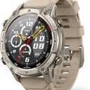 Smart Watch for Men, with GPS, Offline Maps, Heart Rate, Blood Oxygen, Stress, Sleep Monitor, 178 Sports Modes, 5ATM Waterproof Round Watch, 1.43-inch AMOLED Display, Compatible Android and iOS Khaki