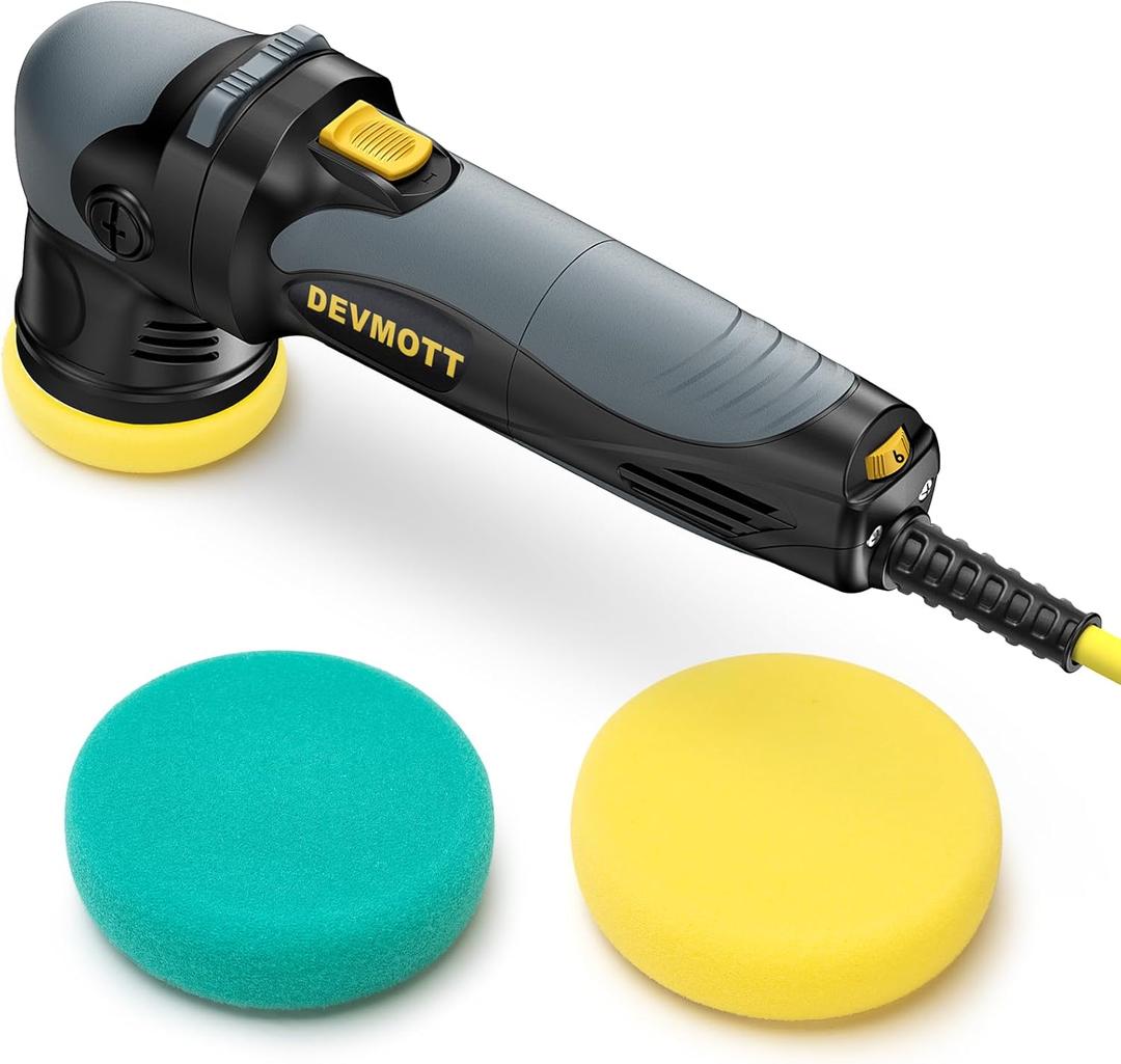 Mini Polisher 750W - 3" Random Orbital Polisher with 12MM Orbit - Weight 4.6Lbs, 6 Speed 2000-6500 OPM - Dual Action Polisher for Car Detailing/Polishing/Waxing, Small Buffer Polisher