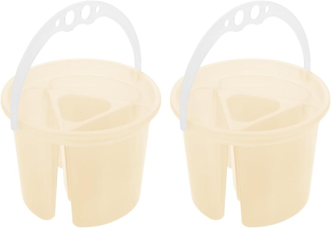 Artist Brush Basins with Handle 2-Pack Plastic Painting Buckets for Paint Brush Washer and Mixing Water 6.02X6.02X4.52In Easy to Clean Suitable for Artists and Painters (Yellow)
