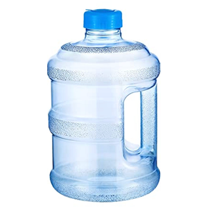 Bokon Empty 1 Pieces 1 Gallon water jugs Round Plastic Water Bottle with Handle Screw Cap Reusable Large Capacity Bottle for Camping Outdoor Travel Gym Use