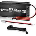 DC HOUSE 12V 20A Lithium Battery Charger, 14.6V LiFePO4 Charger with Battery Quick Connector & LED Indicator, Smart 300W Fast Charging for 12V Boat/RV Battery, Solar Systems, Off Grid, Homes