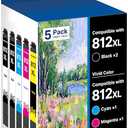 Emojink Remanufactured Ink Cartridges for Epson 812XL Ink Cartridges Combo Pack for Epson T812XL for Epson WF7820 WF7840 WF7310 ECC7000 Printer (5 Pack)