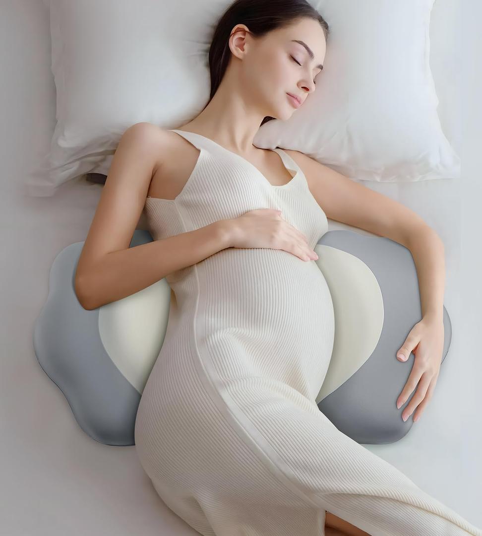 Pregnancy Pillows for Sleeping, Memory Foam Maternity Pillow Support for Back Belly HIPS, Adjustable Travel Wedge Pillow for Pregnant Women, Side Sleeping Pregnant Pillows with Cooling Pillowcase (Grey)