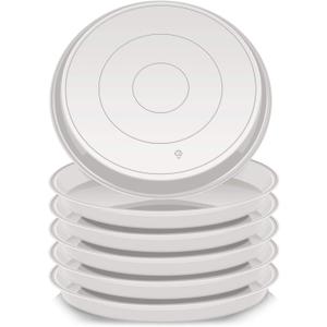 VUWEZ 6 Pack of Plant Saucer 14 Inch (12 Inch Base), 14 Inch Plant Saucer, Plastic Plant Trays for Pots, Plant Saucers for Indoors Round, Planter Tray for Planter 11"/12"/13" (14", White)