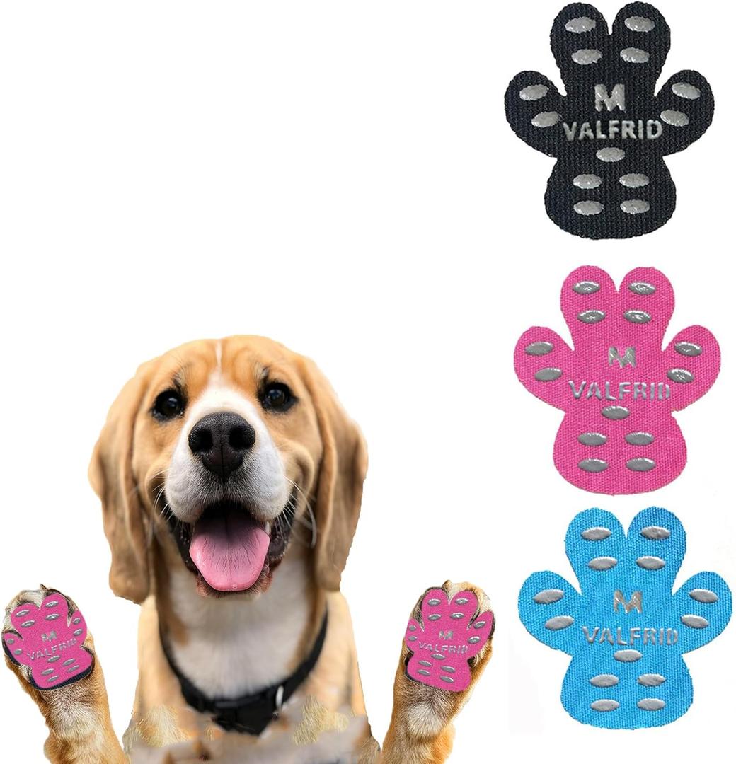 VALFRID Dog Paw Protector Pads,15 Sets-60 Pads Anti-Slip Grips for Hardwood Floors,Best for Hot Pavement,Strong Self-Adhesive Traction Stickers for Senior Dog Essentials Multicolor M (M (1.8" x1.52"))