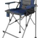 Extra Tall Folding Chairs for Adults 330lbs, Portable Bar Height Foldable Director Chairs for Camping Outside, Comfortable with High Back and Footrest, Blue