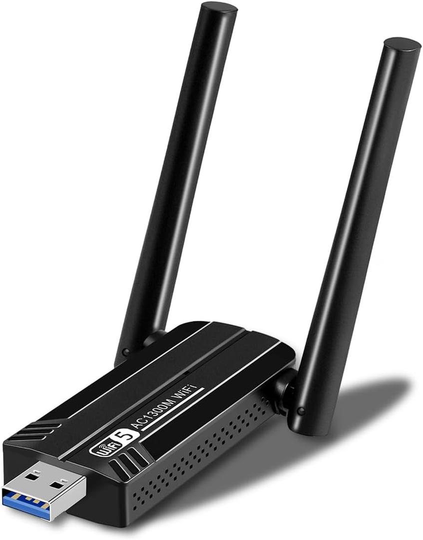 1.3G USB 3.0 WiFi Adapter Dual Antennas 5G/2.4G Wireless WiFi Network Adapter Dongle for Desktop Computer Laptop PC Supports Windows11/10/8/7/Vista/XP, Mac OS 10.9-10.15