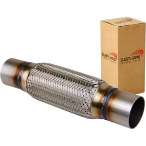 Exhaust Flex Pipe Universal Type 100% Stainless Steel For Heavy Duty and Cars (1 PC, 2.25X8X12)