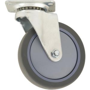 Waxman Casters TPR Rubber Caster Wheel Gray 5-Inch Swiveling Top Plate Non-Marking, Safe on Surfaces For Multi-Purpose Use