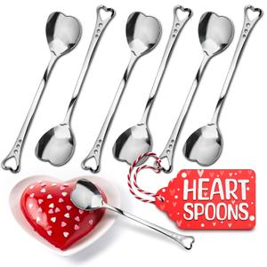 5.6'' Sugar Spoon - Heart Spoons for Coffee Set of 6 Stainless Steel Design, Decorative Spoons for Gifting  Cute Spoon for Coffee, Tea, Cocktails, Ice Cream and Desserts | Elegant Table Deco