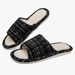 Pack Of 2 DX Grandway Womens Slippers, Linen Flax House Slippers for Women Men Unisex, Cute Soft Open Toe Summer Bedroom Slides House Shoes Indoor Outdoor Shower Drys fast
