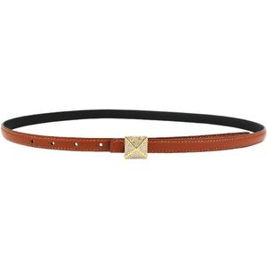 Women Leather Belt Fashion Skinny Belt Ladies Diamond Belt Luxury Leather Belt for Jeans Dress (Brown)