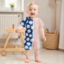 Toddler Baby Boy Summer Swimsuit Baseball Zipper Rash Guard Swimwear Short Sleeve Crewneck Bathing Suit Sunsuit (18-24 Months, Blue)