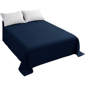 Sfoothome Bed Flat Sheet - Ultra Soft and Wrinkle, Fade, Stain Resistant Top Sheet, Full Size, Navy Blue