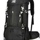 Esup 50L Hiking Backpack Men Camping Backpack with rain cover 45l+5l Lightweight Backpacking Backpack Travel Backpack (Deep Black)