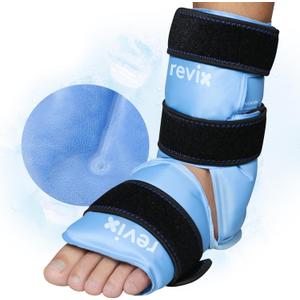 REVIX Ankle Ice Pack Wrap for Foot Pain Relief and Feet Injuries, Reusable Gel Ice Cold Packs for Achilles Tendonitis, Plantar Fasciitis, Sprained Ankles and Heels