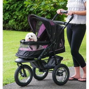 Pet Gear No-Zip NV Pet Stroller for Cats/ Dogs, Zipperless Entry, Easy One-Hand Fold, Gel-Filled Tires, Plush Pad + Weather Cover Included, Peony