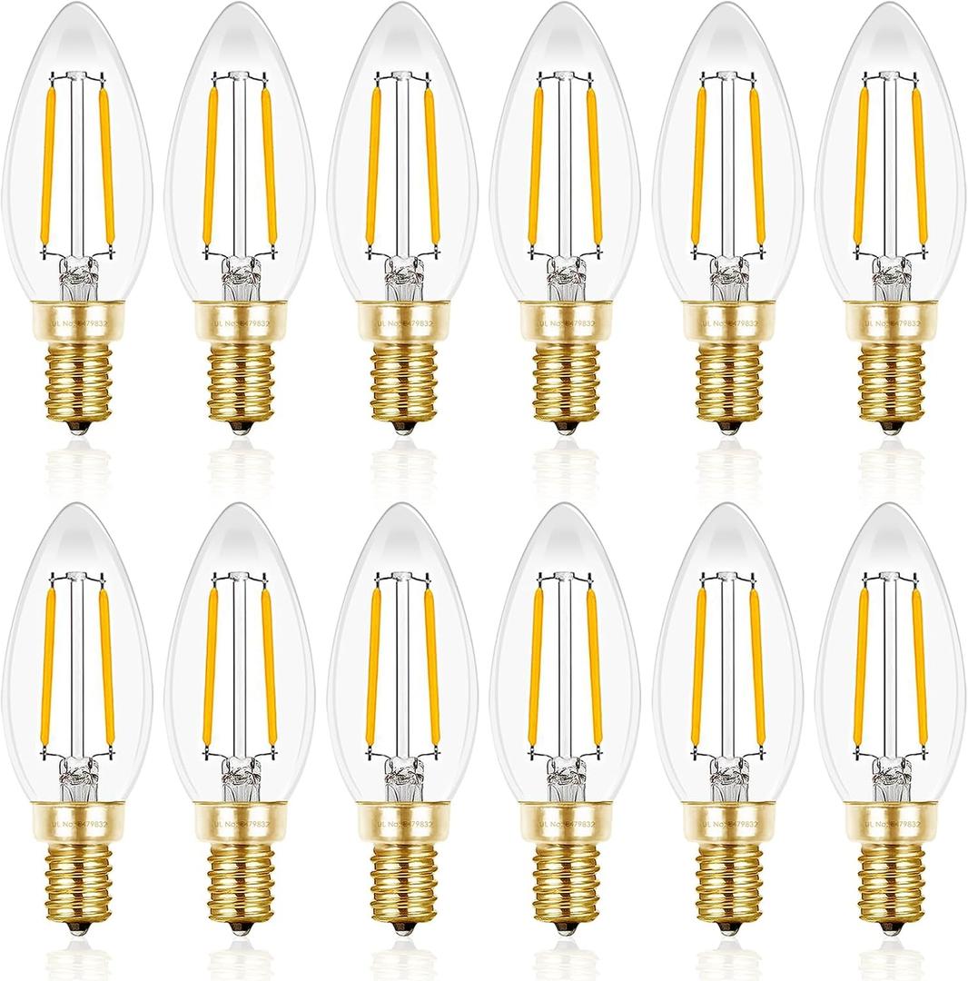 Hizashi Candelabra LED Light Bulbs 25 Watt, Dimmable Chandelier Light Bulbs, 90+ CRI, 200LM, Soft Warm White 2700K, E12 LED Bulb, B10 Candle Bulbs, UL Listed, 12 Pack