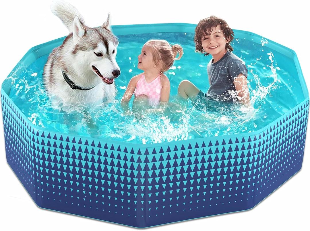Jasonwell Foldable Dog Kiddie Pool - Hard Plastic Kids Paddling Pool Toddler Baby Swimming Pools for Backyard Collapsible Whelping Box Pet Doggie Cats Wading Pools Bathtub for Puppy Large Dogs 63In (Green)