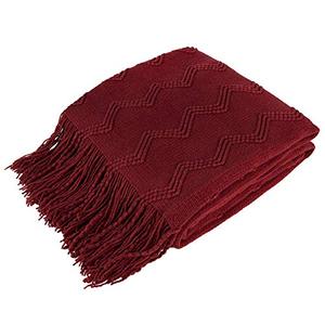 PAVILIA Maroon Red Knit Throw Blanket for Couch Bed, Soft Knitted Farmhouse Sofa Throw for Living Room, Lightweight Decorative Fall Throw Blanket for Chair, Outdoor Textured Boho Blanket, 50x60