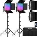 GVM 50W RGB Video Light with Softbox, 2 Packs 3200K-5600K Bi-Color Photography Video Lighting with APP Control, 8 Scene Modes, Adjustable Studio Light for YouTube, Streaming, Filming, Content Creation