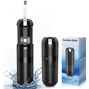Portable Bidet for Travel - Electric Travel Bidet with 180 Adjustable Nozzle, 2 Spray Modes & IPX7 Waterproof | Rechargeable Personal Hygiene Solution for On-The-Go Adults (Black)