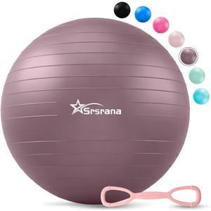 Exercise Ball - Anti-Burst Yoga Ball for Pilates, Pregnancy & Core Stability - Ergonomic Office Desk Ball Chair & Physical Therapy Equipment, Quick Pump Included