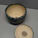 SQOWL Ceramic Pot for Plants - 6 Inch Ceramic Planter with Drainage Hole and Saucer, Round Flower Pot for Indoor Outdoor, Decorative Small Planter, Room Home Decor, Plant Lover Gifts, Green