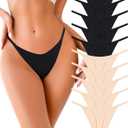 UNDER THE SEA 10 Pack G String Thongs for Women Seamless Underwear Low Rise No Show Thong Stretch Womens Panties Sexy XS-2XL (XXL)