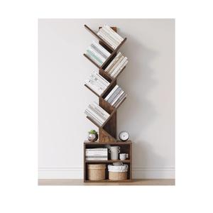SUNMORY 6 Tier Tree Bookshelf, Small Bookcase with Storage Cabinet, Modern Tall Narrow Bookshelves Organizer, Floor Standing Book Shelf for Bedroom/Living Room/Home Office/Corner, Rustic Brown
