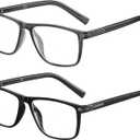 Bifocal Reading Glasses Men Women - Blue Light Computer Readers Progressive Clear Top Wide Frame Cheaters Eyeglasses (Black & Gunmetal)