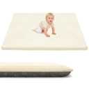 ACOMOPACK 1.3" Thick Baby Play Mat for Floor 59x71"-Large Water-Repellent&Non-Slip Memory Foam Mat for Kids,Toddlers,Soft Velvet Nursery Rug for Tummy Time&Crawling,Yoga,Tatami Style(Beige)