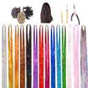 Hair Tinsel Kit, 16Color 47 Inches Glitter Heat Resistant Tinsel Hair Extensions Tensile with Hair Beads Wigs Tools & Accessories Tools Gift Set for Halloween Christmas Women Girls (16 COLOR KIT)