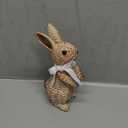 Easter Rabbit Decorative Ornament Resin Vine Weaving Effect Rabbit Sculpture Easter Party Decoration Easter Gift (8.1in Brown Station)