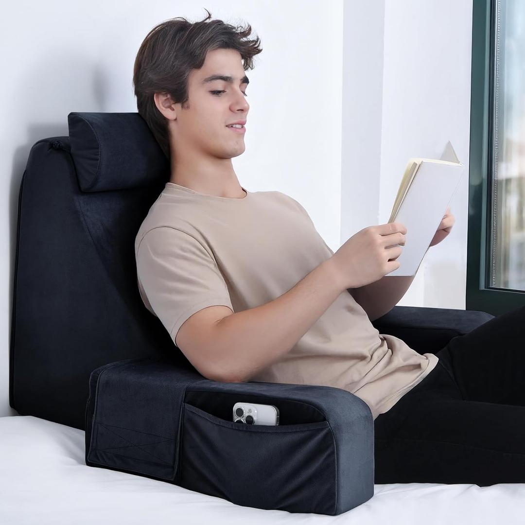 Reading Pillow for Sitting in Bed Adult, Back Pillow for Bed Sitting up, Reading & Bed Rest Pillows for Watching TV/Reading/Gaming/Resting in Bed, Couch or Floor, Large