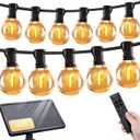 50ft Solar String Lights with Remote, 25+1 LED Bulbs Patio Lights Outdoor Waterproof, G40 Dimmable Deck Lights for Outside Garden Fence Backyard Decor